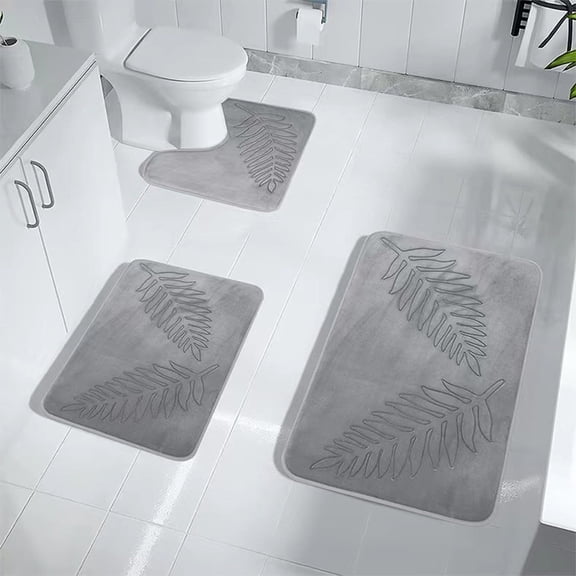 Bathroom Rug Sets, 3 Piece Set Toilet Mats, Bath Mat Set,Soft Comfortable, Absorption,Non-Slip,Thick,Machine Washable,Easy To Dry