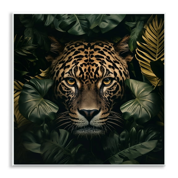 Stupell Industries Leopard in Exotic Palms Animals Painting Unframed Art Print Wall Art, 12 x 12