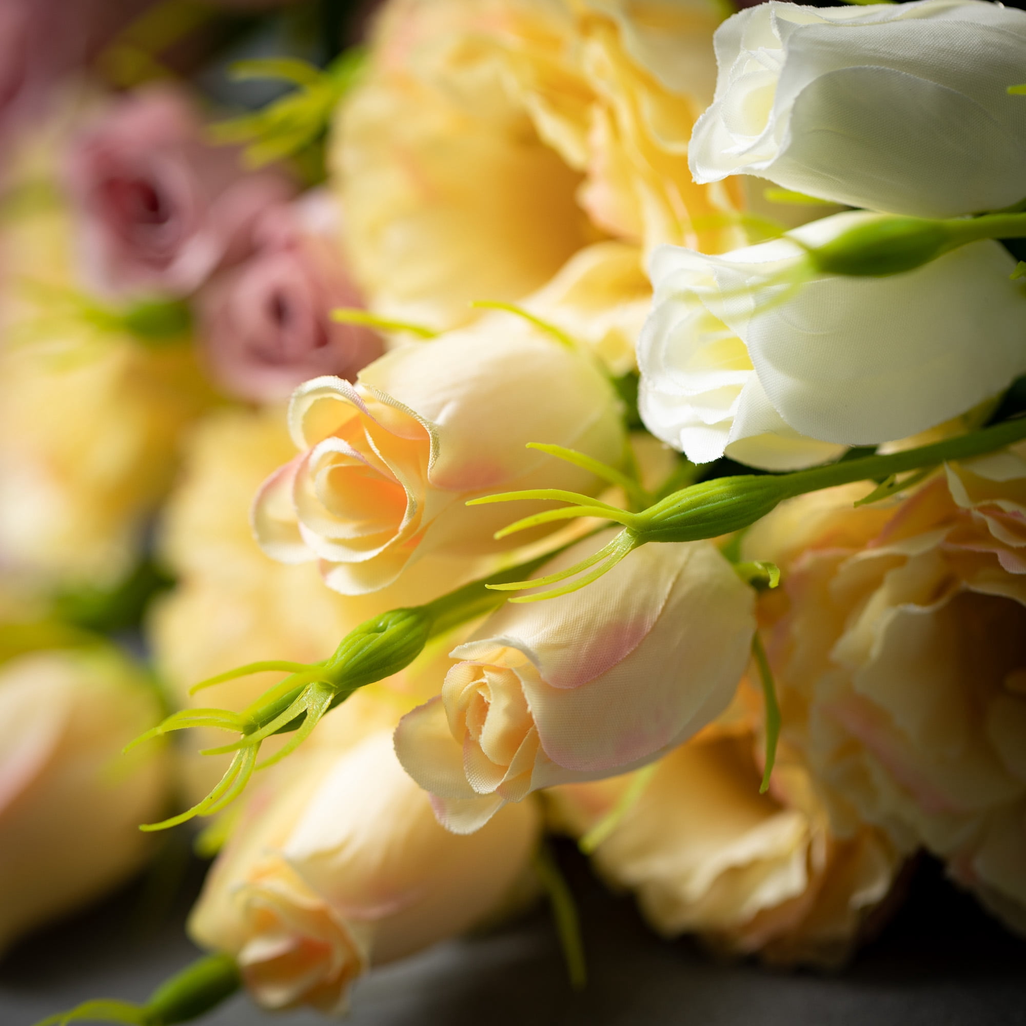 21"H Sullivans Pastel Lisianthus Bush Set of 3, Multicolor
