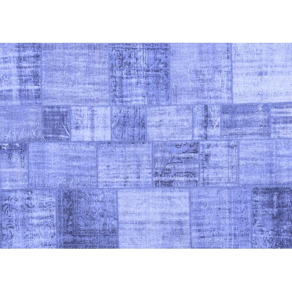 Ahgly Company Machine Washable Indoor Rectangle Patchwork Blue Transitional Area Rugs, 7' x 10'