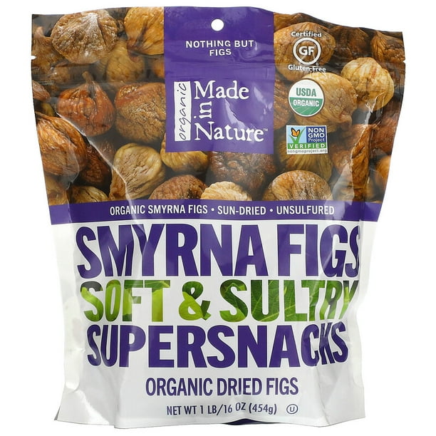 Made in Nature, Organic Dried Smyrna Figs, Soft & Sultry Supersnacks, 1 lb