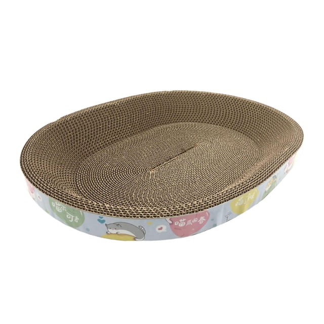 Tablero rascador para gatos, cama para dormir para gatos, reposapiés multifuncional, cama de salón de cartón, almohadilla para rascar gatos ovalada,