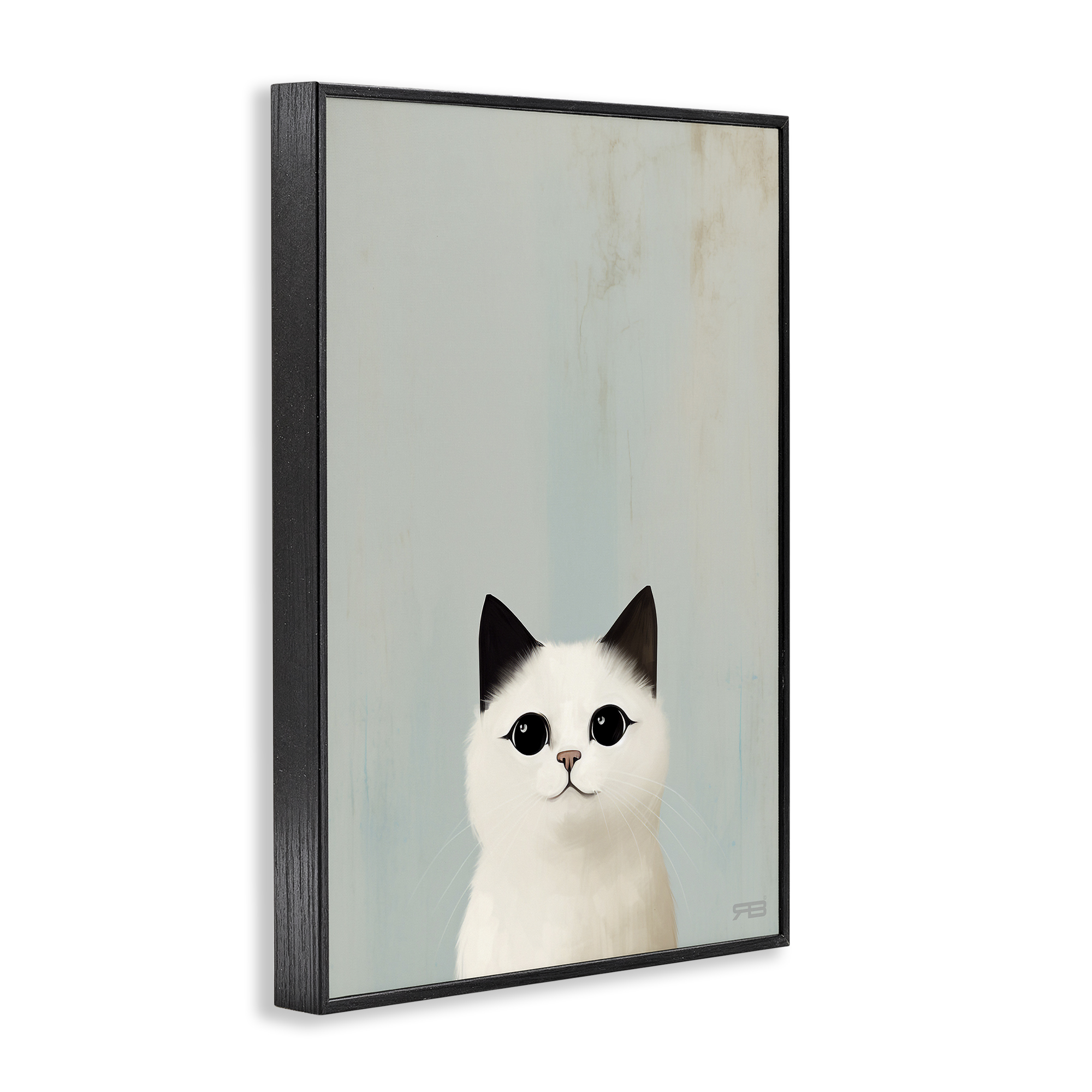 Stupell Industries Peeking White Kitten Animals & Insects Painting Black Framed Art Print Wall Art, 20 x 30