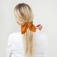 thumbnail image 2 of Solid Color Flower Hair Band Satin Fabric Large Hair Tie with Rabbit Ears for Stylish Hairdos, 2 of 4