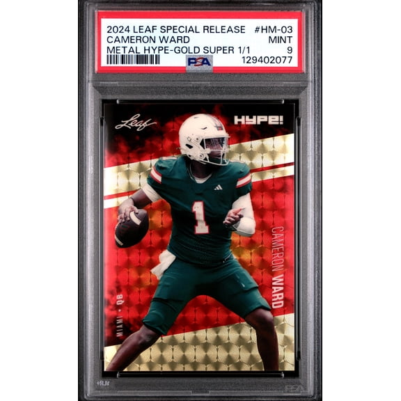 PSA 9 Cam Ward 2024 Leaf HYPE! Metal #HM-03 Gold Superprismatic 1/1 Rookie Card Tennessee Titans