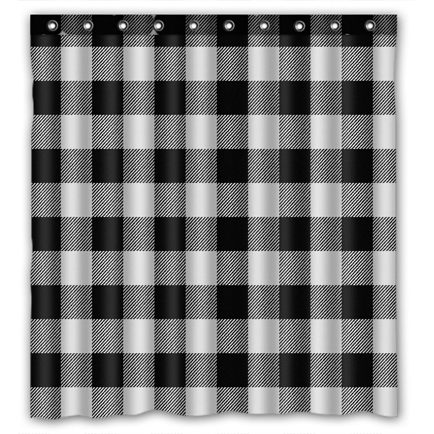 ABPHQTO White Buffalo Plaid Waterproof Polyester Shower Curtain and