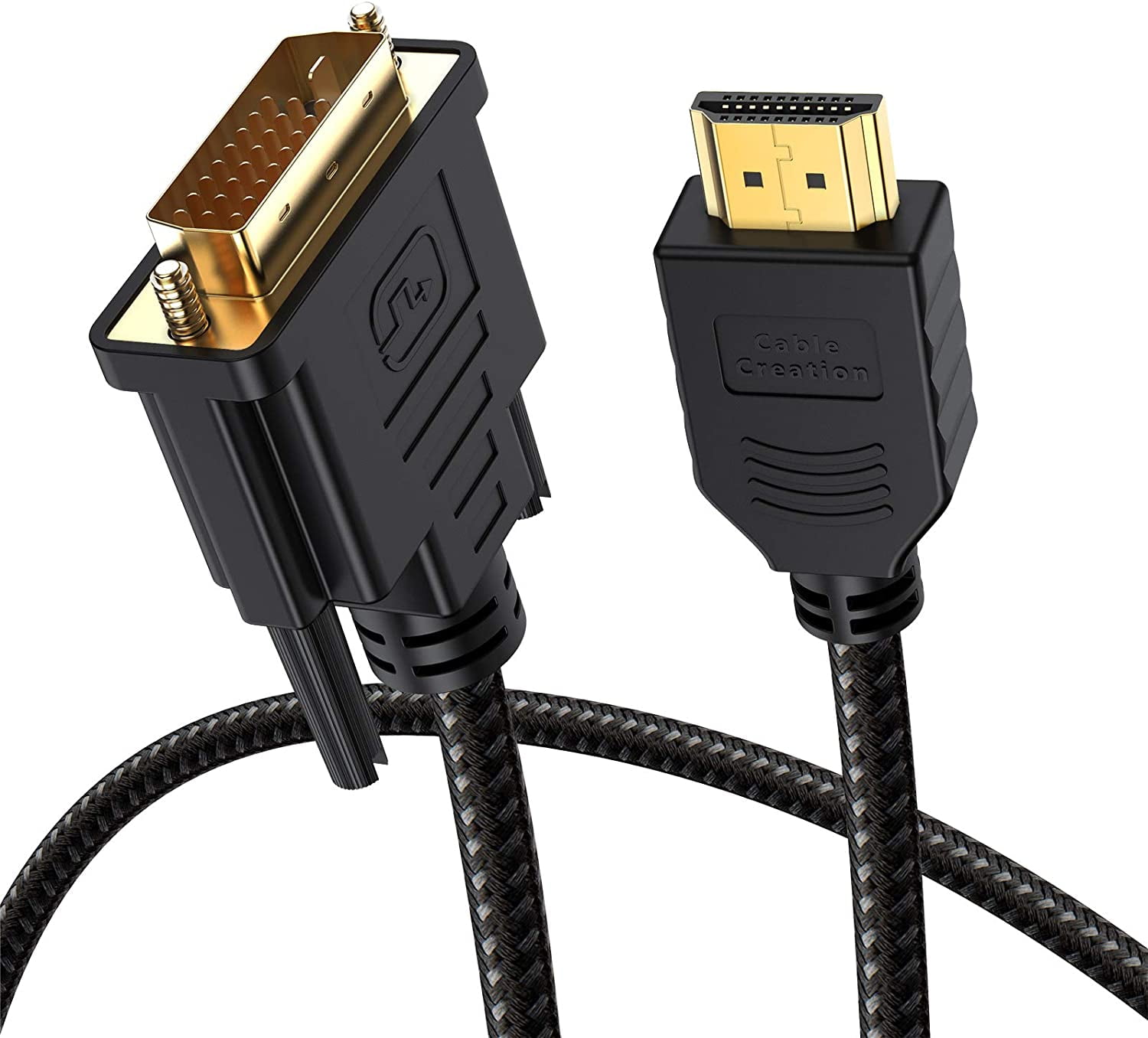 CableCreation HDMI to DVI（24+1） 5ft BiDirectional Braid 1080P Cable, for Raspberry Pi, Roku