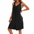 thumbnail image 3 of UDAUDU Womens Summer Rompers 2026 Trendy Sleeveless V Neck Beach Vacation Overalls Casual Bermuda Shorts Jumpsuits with Pockets Black S, 3 of 9