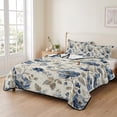 thumbnail image 2 of Queen Quilt Set 90''x96'', Blue Gray Spring Floral Lightweight Summer Bedspread Coverlet Set with 2 Pillow Shams, Vintage Botanical Breathable All Season Quilt Bedding for Bedroom/Guest Room, 2 of 9