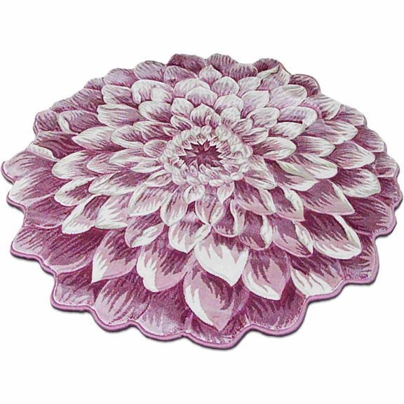 Flowers Rug Design 303 - 5'3"x5'3" Round, Pink