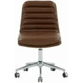 thumbnail image 2 of SAFAVIEH Couture Decolin Vegan Leather Mid Back Swivel Desk Chair, Brown/Silver, 2 of 7