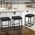 thumbnail image 7 of Nathaniel Home, Bar Stools Set of 2, PU Leather Metal Square Barstools, Backless Kitchen Dining Cafe Stool, Upholstered Bar Stool with Footrest, 24 Inch Black, 7 of 7