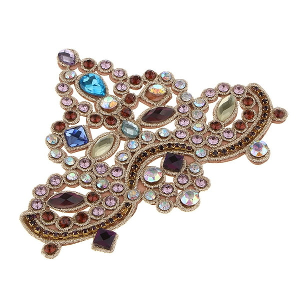 Parche de cristal con aplique de diamantes de imitación para coser, accesorios elegantes hechos a mano para mujer, Multicolor1