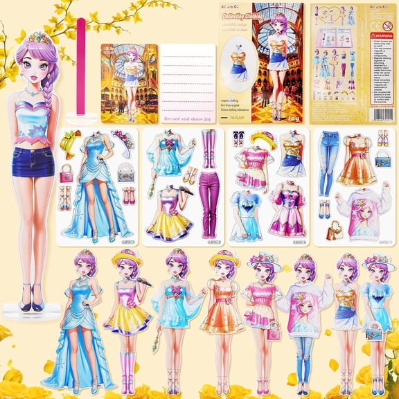 Jacone Magnetic Dress Up Dolls - Girls Fun Mix and Match Play Paper Dolls with Different Countries Magnetic Costume Stickers for Creating Imaginative Birthday Gifts