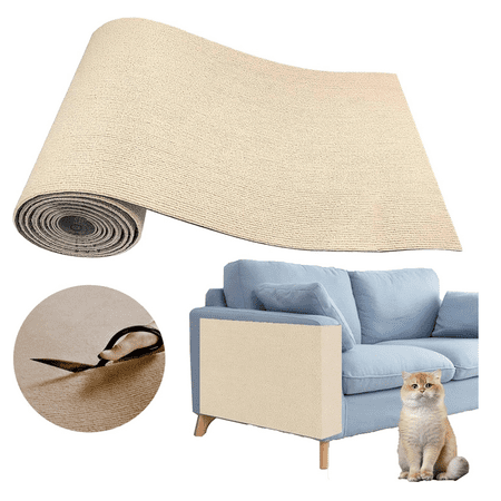 Cat Scratch Mat Cat Scratch Sofa Furniture Protector Trimmable Self-Adhesive Cat Scratch Pad for Decorating Cat Towers DIY Cat Tree Shelf Walls and Climbing Frames - (Beige S)