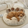 thumbnail image 6 of Cute Bear Paw Shaped Dog Bed and Cat Bed, Warm and Comfortable Soft Plush Donut Round Mattress, with Pet Scarf, Give Your Baby a Warm and Comfortable Mattress, 6 of 10