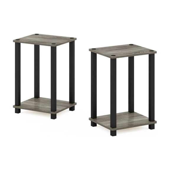 End Table Set of 2, Small Side Table, French Oak & Black Finish
