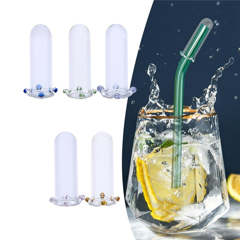 5pcs Glass Straw Cover Party Gifts Drinking Straw Cover Clear Straw Toppers, Size: 8 mm, Other