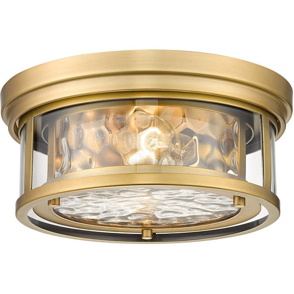 493F2-RB-Z-Lite-Clarion - 2 Light Flush Mount In Transitional Style-5 Inches Tall and 12 Inches Wide-Rubbed Brass  Finish