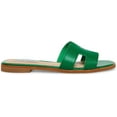 thumbnail image 4 of Steve Madden Hadyn Green Leather Cut-Out Slip On Open Toe Flat Slides Sandals, 4 of 4