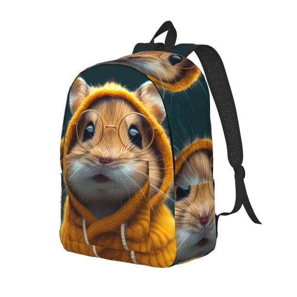 Disketp Modern Yellow Sweater Guinea Pig print Canvas Backpack Lightweight Travel Daypack Student Rucksack Laptop Backpack-Small