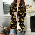 thumbnail image 2 of Kilaqueen Oversized Cardigans for Women Halloween Pumpkin Bat Print Casual Long Sleeve Open Front Knitted Sweater Cardigans Halloween Costumes, 2 of 7