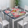 thumbnail image 3 of Pioneer Flower Floral Print Pattern Square Fitted Tablecloth with Elastic Edge,Square Table Cover,Washable Elastic Table Cover for Home Kitchen Party Decor 34"x34", 3 of 6