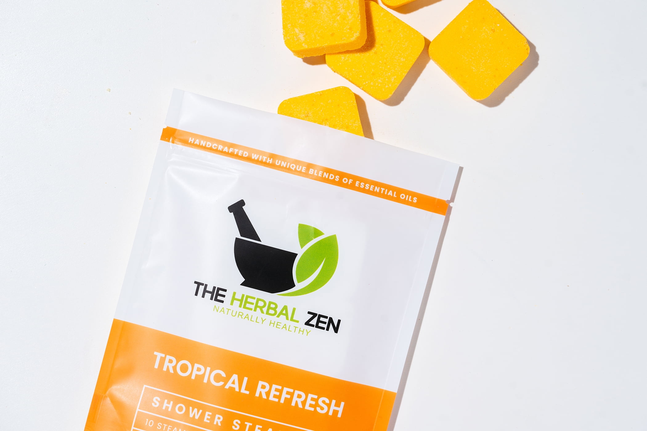 Tropical Refresh Citrus Shower Steamers Aromatherapy - USA Made Mothers Day Gift for Mom - Orange & Lemon Shower Bomb Tablets - Soothing Natural Essential Oils (10 Pack)