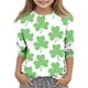 thumbnail image 2 of Blusas y camisas de manga larga con cuello redondo, informales, con estampado del Día de San Patricio, de manga tres cuartos y cuello redondo, para niños de talla mediana y grande., 2 of 6