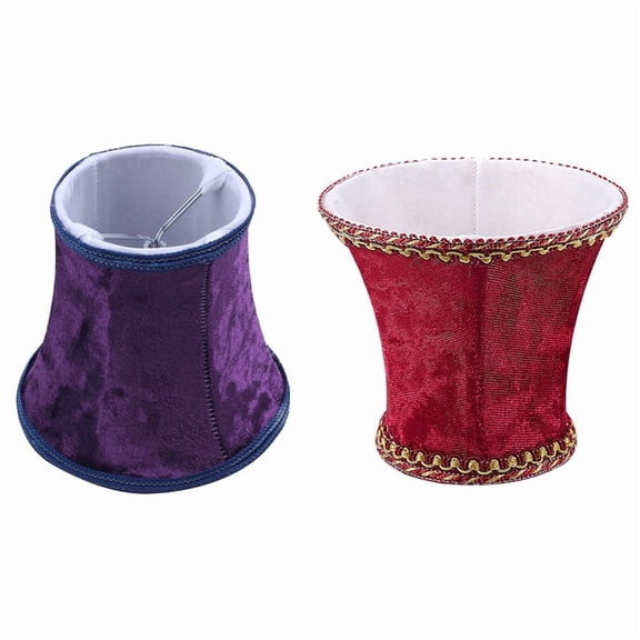 2 Pcs E14 Handmade Lampshade for Modern European Style Wall Sconce Lamp with Blue Flannel Decor, Dark & Red,2 x Lamp Shade,dark & red