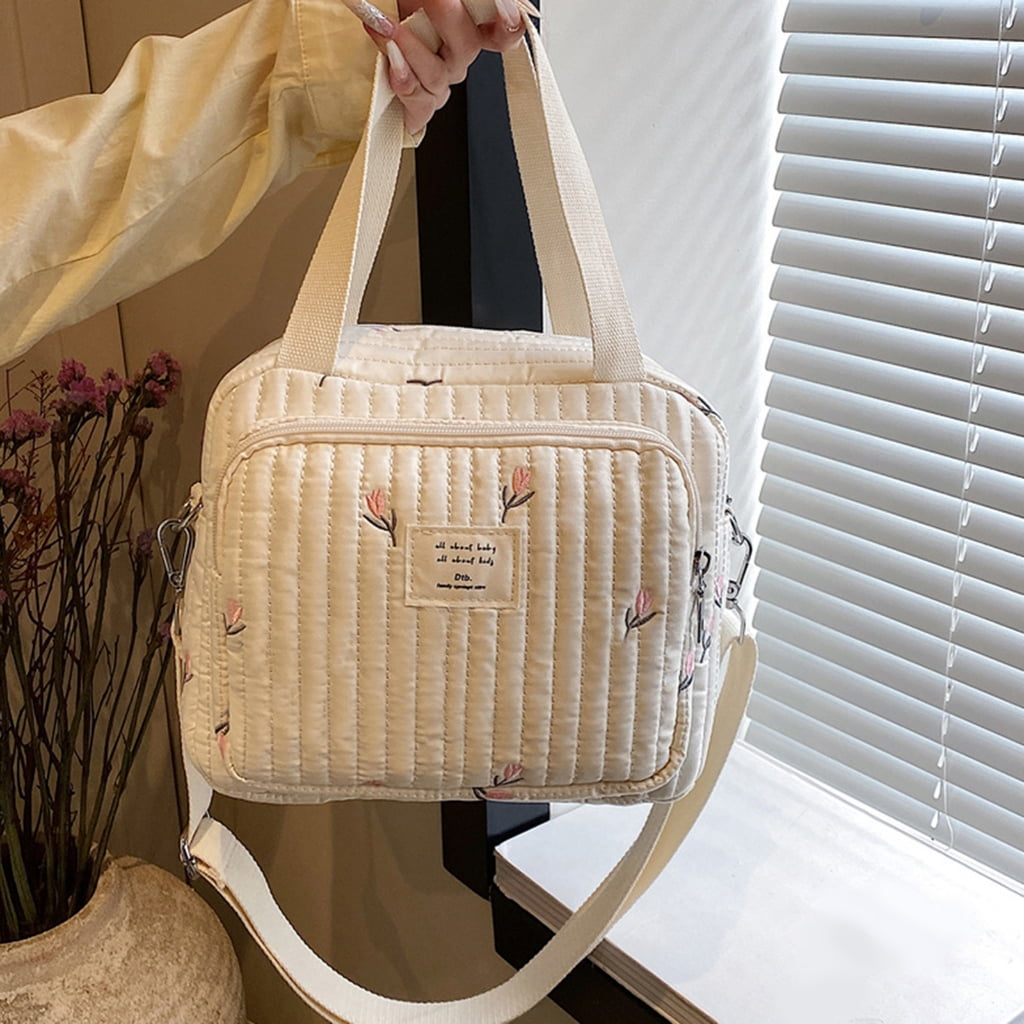 Jesscasday Embroidered Diaper Bag for Moms Fashionable Flower/Bear Printed Baby Nappy Bag