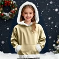 thumbnail image 7 of LTTVQM Kids Boys Girls Santa Sweatshirts Sherpa Fleece Lined Hoodie Christmas Pullover Toddler Winter Cozy Furry Pullover Xmas‌ Jacket Beige 13-14 Years, 7 of 7