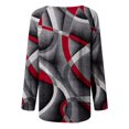 thumbnail image 5 of Long Sleeve Shirts for Women Dressy Casual Crew Neck Hem Flowy Tops Color Block Geometry Printed Oversized Loose Tunic Shirts Graphic Tees for Spring Fall #B06-Orange S, 5 of 5