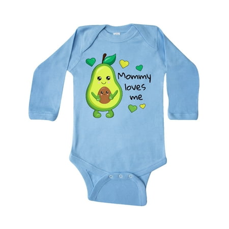 

Inktastic Mommy Loves Me with Avocado Baby and Green Hearts Gift Baby Boy or Baby Girl Long Sleeve Bodysuit