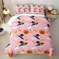 thumbnail image 2 of Homewish Girly Pastel Halloween Bed Spread Queen,Witch Hat Skull Pumpkin Candy Print Queen Coverlet Set,Blush Pink,3 Pieces, 2 of 7