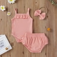 thumbnail image 2 of Diconna Baby Girls Outfit, Solid Color Suspender Romper, Casual Shorts, 2 of 7