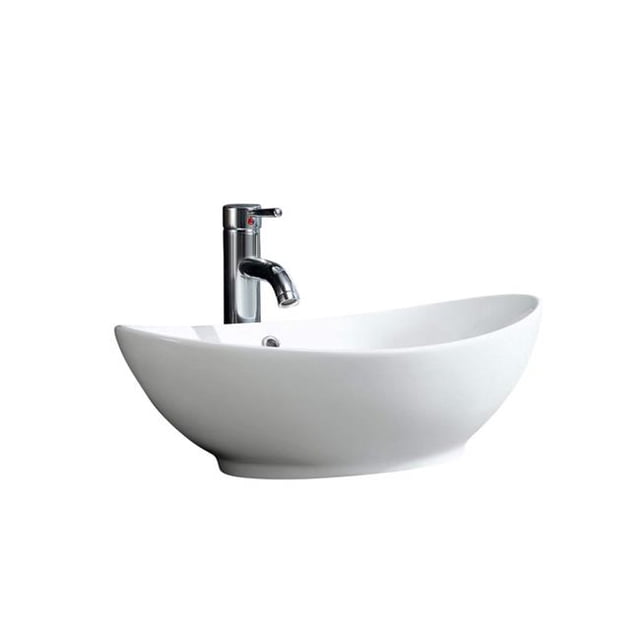 Fine Fixtures MV2214W Évier en Porcelaine Vitreuse de Forme Ovale avec Trop-Plein