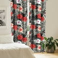thumbnail image 2 of Ambesonne Floral Inspiration Curtains, Tropical Dream, Pair of 28"x84", Ruby Off White Black, 2 of 5