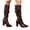 Coffee, variant on Women's White Leather Slouchy Knee High Boots Wide Calf Pointed Toe High Heeled Non Slip Riding Booties
