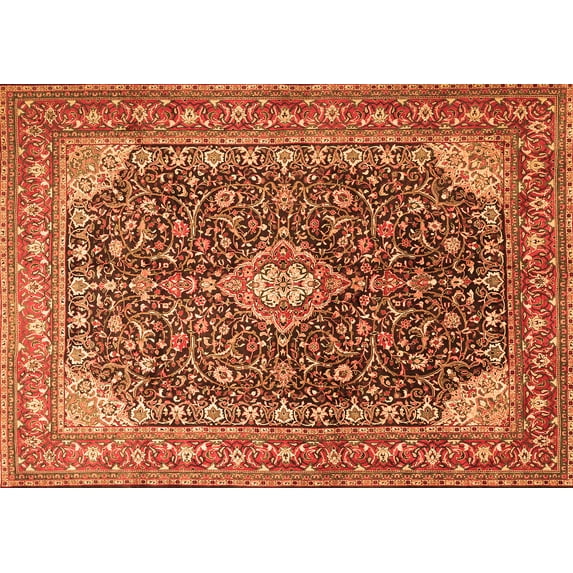 Ahgly Company Indoor Rectangle Medallion Orange Traditional Area Rugs, 2' x 3'