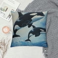 thumbnail image 2 of Chilfamy Watercolor Whales Throw Pillow Cover, Two Killer Whales in The Ocean Pillow Case Cover for Sofa Couch Decor  White, 2 of 5