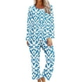 thumbnail image 2 of Jinhomg Women's Trendy Pajamas Sets 2 Piece Fall Winter Comfy Sleepwear Elegant Floral Print Long Sleeve Top and Straight Leg Pants Blue XXL, 2 of 6