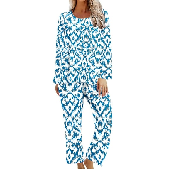 Lilgiuy Pajamas for Women Set Printing Round Neck Short Sleeve Sleepshirt and Pants Sets Loungewear Pajamas With Pockets for Valentine's Day