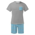thumbnail image 5 of Clearance Clothes Under $10! ZhiZhuang Men's Striped Pajama Sets 2-piece Lounge Sleep Sets Soft Comfy Sleepwear Men Short Sleeves and Shorts Pjs Set, 5 of 6