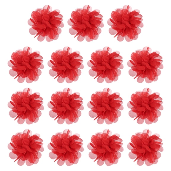 Uxcell Chiffon Flowers, Sewing Fabric Appliques for DIY Crafts Headbands Hair Accessories 3 Inch & 15 Pack & Bright Red