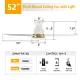 thumbnail image 6 of Smaair 52" Flush Mount Low Profile DC Ceiling Fan with Dimmable Light Kit Remote Control, 6 of 9