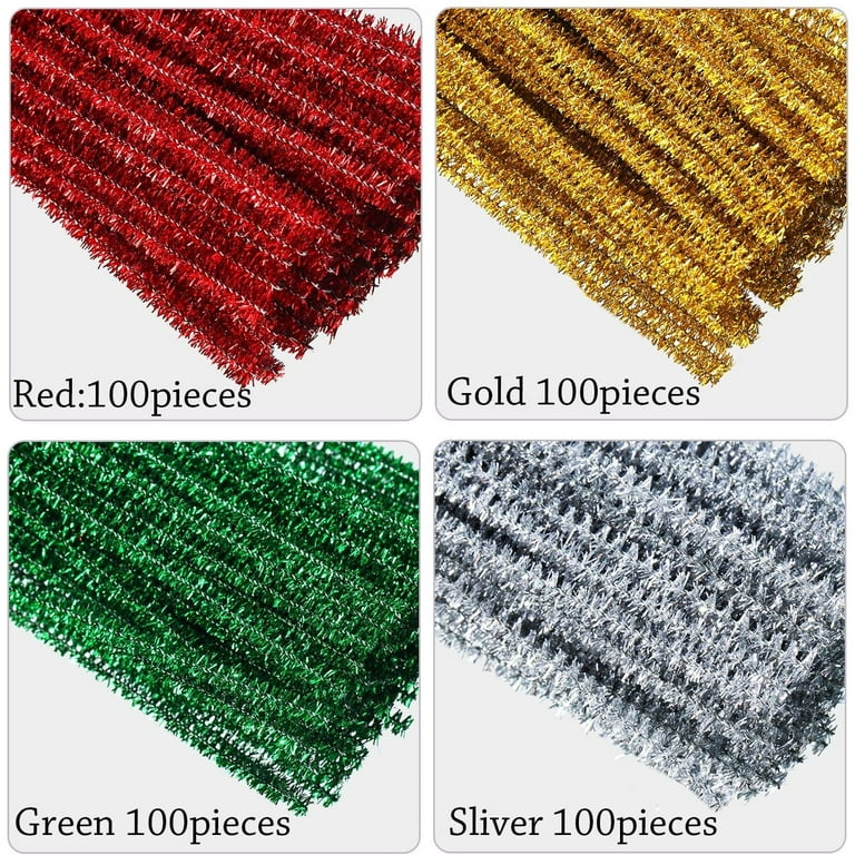 2400 Pcs Pipe Cleaners 24 Assorted Colors Chenille Stems Glitter Pipe  Cleaners C