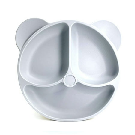 

HIABIO Baby Suction Plate Silicone Smile Bear Tableware Compartment Eating Training for BPA Free Microwave Dishwasher Safe Kids Plates