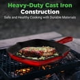 thumbnail image 4 of Nonstick Cast Iron Grill Pan - 11-Inch Kitchen Square Cast Iron Skillet Grilling Pan, Enameled Cast Iron Skillet Steak Pan w/ Side Drip Spout For Electric Stovetop, Induction, Gas - NutriChef NCCIES47, 4 of 7