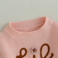 thumbnail image 4 of Okbabeha Toddler Baby Girl Chunky Sweater Romper Onesie Knit Big/Lil Sis Embroidered Sweatshirt Sister Matching Outfit, 4 of 7